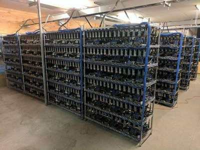 Modern Cryptocurrency Mining Farm with Innovative Cooling Systems