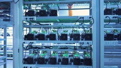 A close-up shot of a mining rig, showcasing the intricate network of GPUs and cooling systems, highlighting the hardware investment required for successful mining.