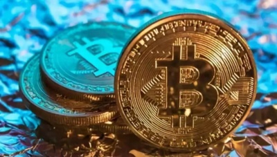 A vibrant visualization of Bitcoin mining operations, showcasing high-powered rigs in action
